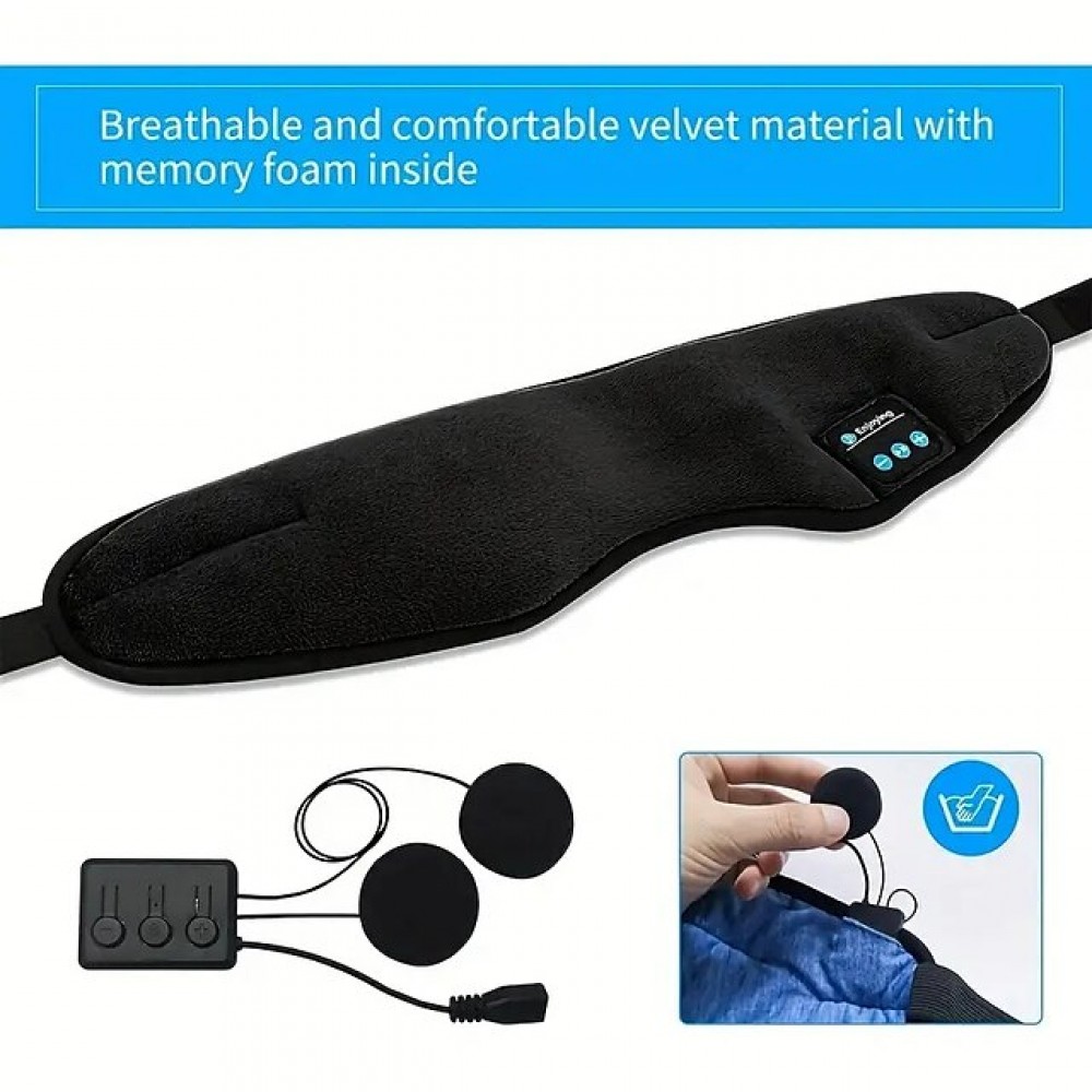 Wireless Sleep Eye Mask with Built-in Speakers and Microphone