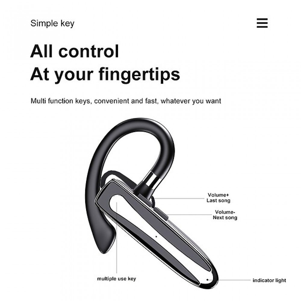 Ear-Hook Wireless Bluetooth 5.2 True Wireless Stereo (TWS) Earbuds with Charging Case