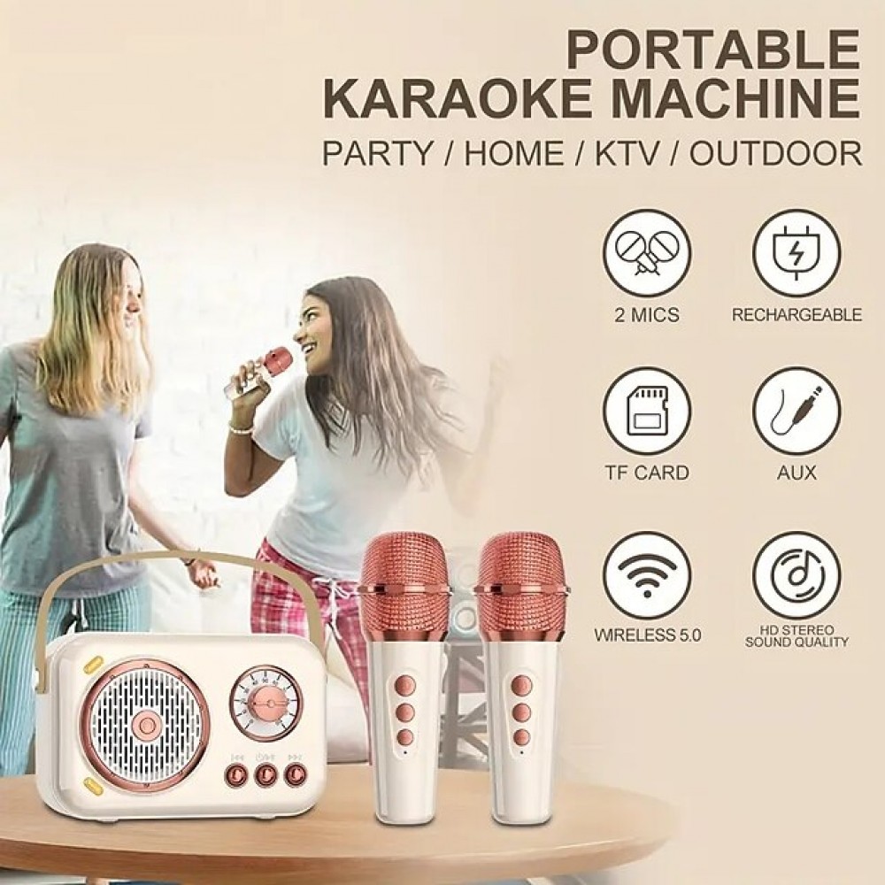 Portable Wireless KTV Speaker System (with 2 Wireless Microphones)