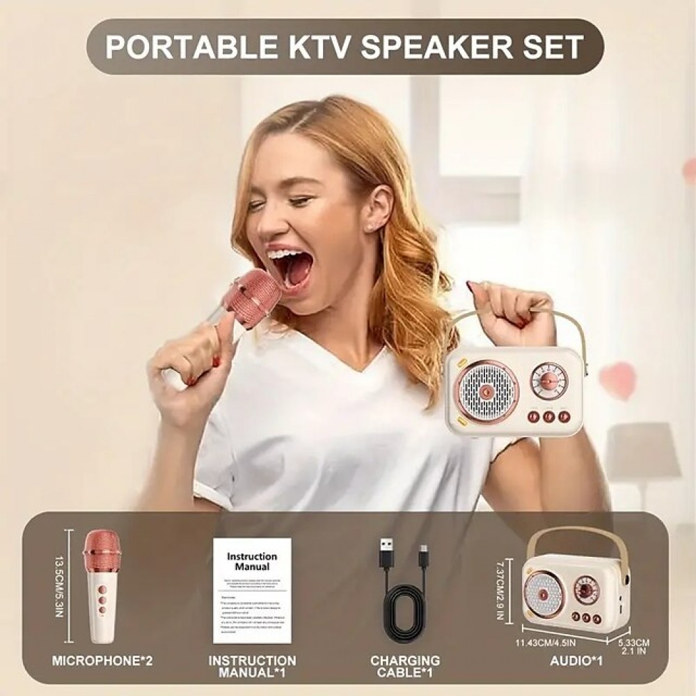 Portable Wireless KTV Speaker System (with 2 Wireless Microphones)