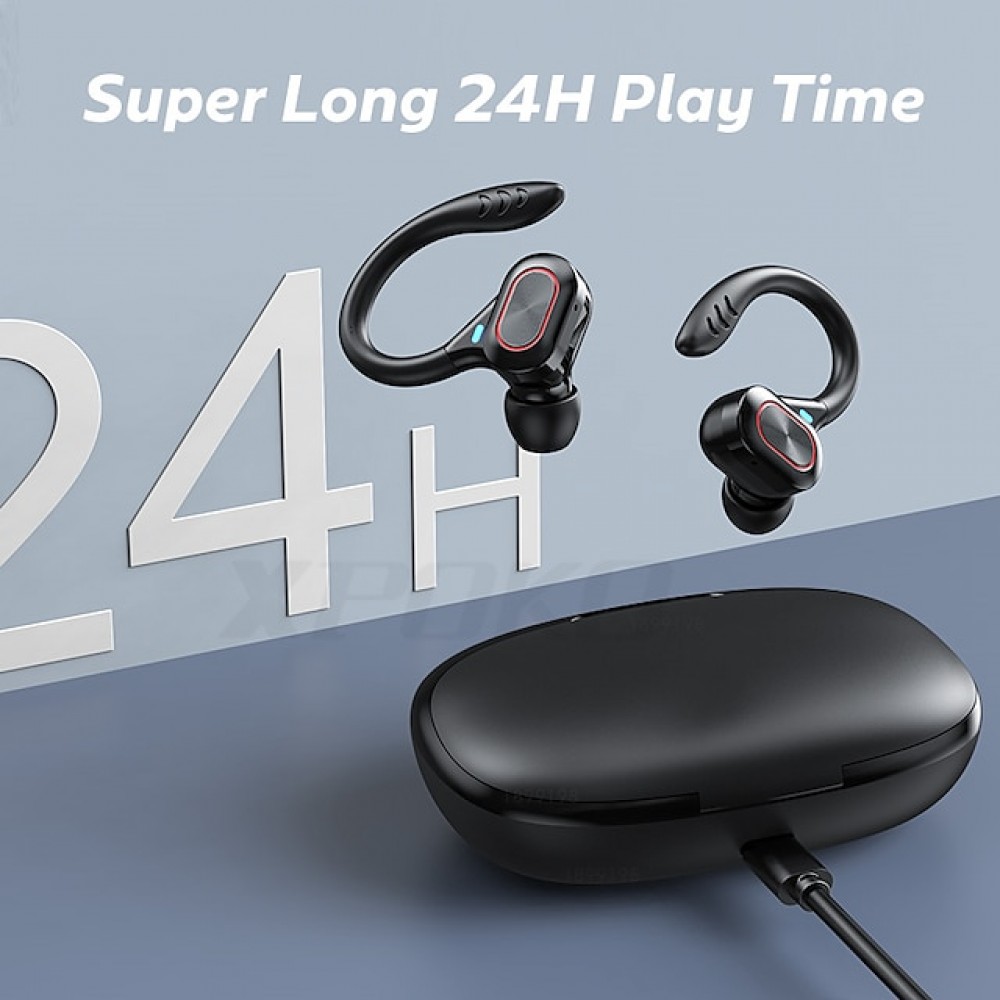 VV2 True Wireless Bluetooth 5.0 Earhook Headphones — IPX5 Waterproof, 6-Hour Battery Life
