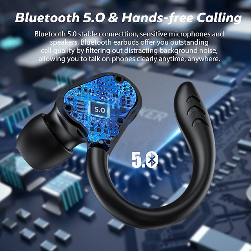 VV2 True Wireless Bluetooth 5.0 Earhook Headphones — IPX5 Waterproof, 6-Hour Battery Life