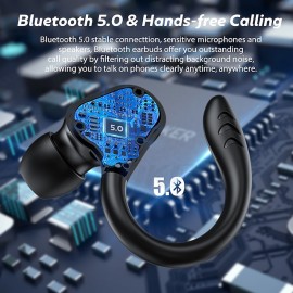 VV2 True Wireless Bluetooth 5.0 Earhook Headphones — IPX5 Waterproof, 6-Hour Battery Life