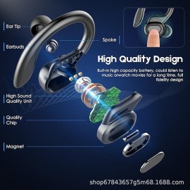 VV2 True Wireless Bluetooth 5.0 Earhook Headphones — IPX5 Waterproof, 6-Hour Battery Life