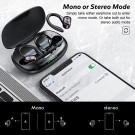 VV2 True Wireless Bluetooth 5.0 Earhook Headphones — IPX5 Waterproof, 6-Hour Battery Life