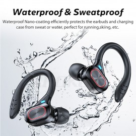 VV2 True Wireless Bluetooth 5.0 Earhook Headphones — IPX5 Waterproof, 6-Hour Battery Life