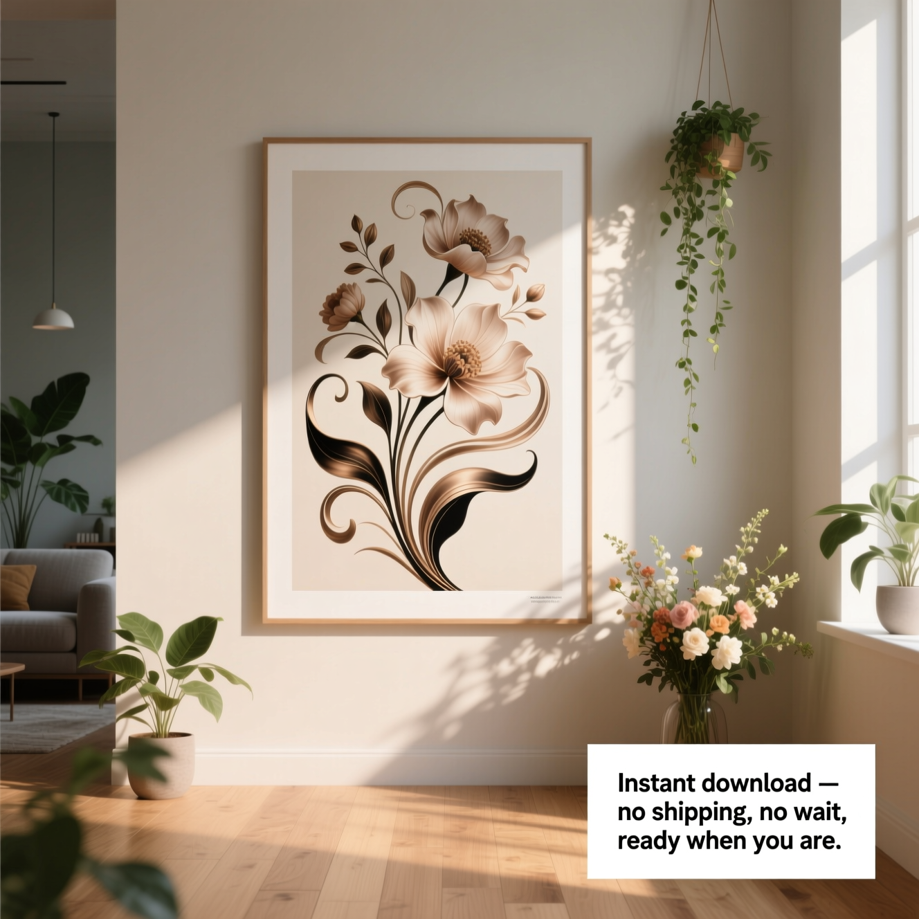 Elegant Floral Digital Art Print