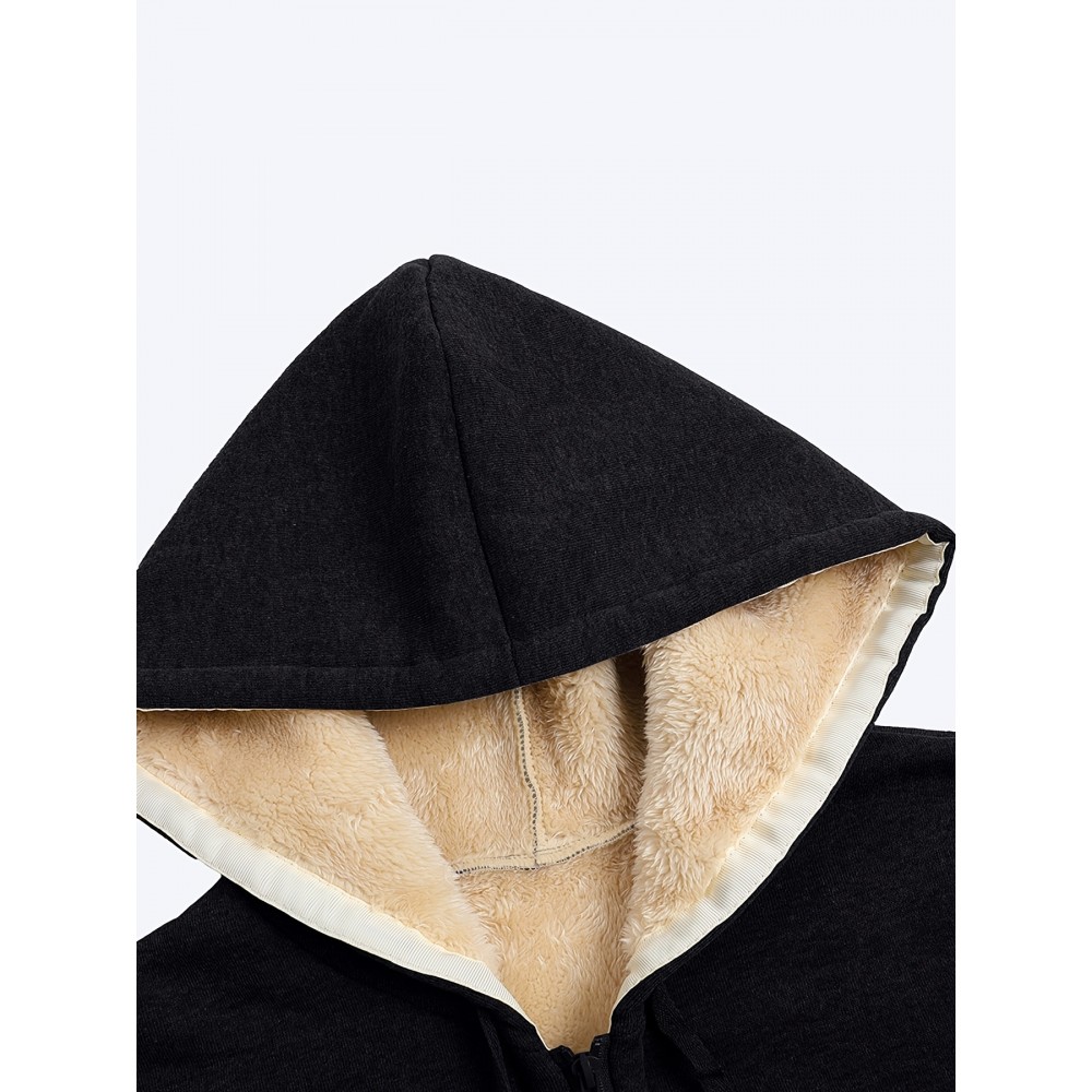 Women's Fuzzy Hooded Jacket - Polyester-Spandex