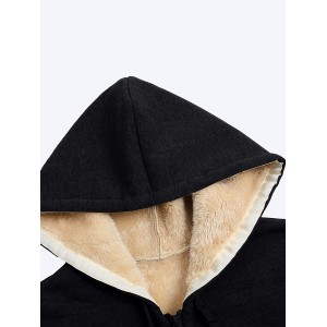 Women's Fuzzy Hooded Jacket - Polyester-Spandex