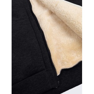 Women's Fuzzy Hooded Jacket - Polyester-Spandex