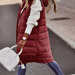 Women's Sleeveless Hooded Winter Coat - Knee-Length
