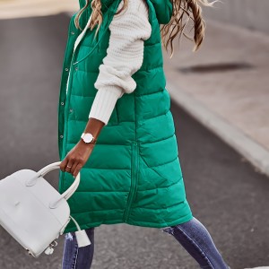 Women's Sleeveless Hooded Winter Coat - Knee-Length