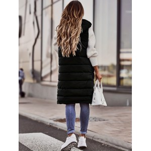 Women's Sleeveless Hooded Winter Coat - Knee-Length