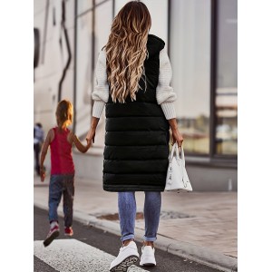 Women's Sleeveless Hooded Winter Coat - Knee-Length