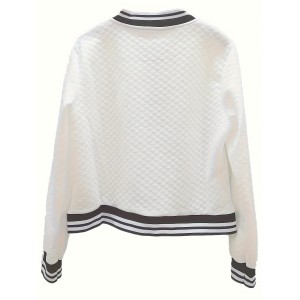 Women's Striped Bomber Jacket – Polyester-Cotton Blend