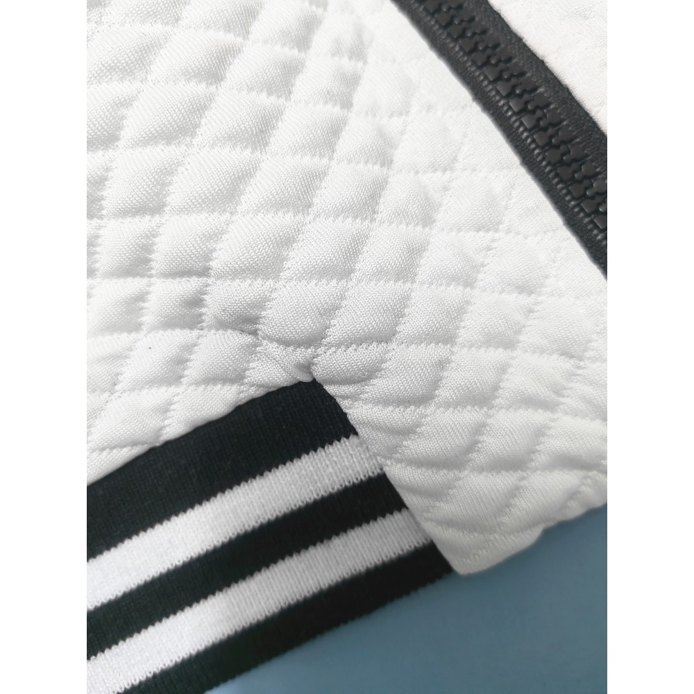 Women's Striped Bomber Jacket – Polyester-Cotton Blend