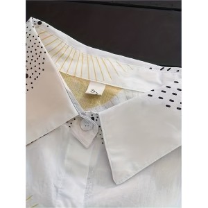 几何图案长袖前扣衬衫