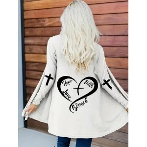 女士交叉图案开襟针织衫——春秋季