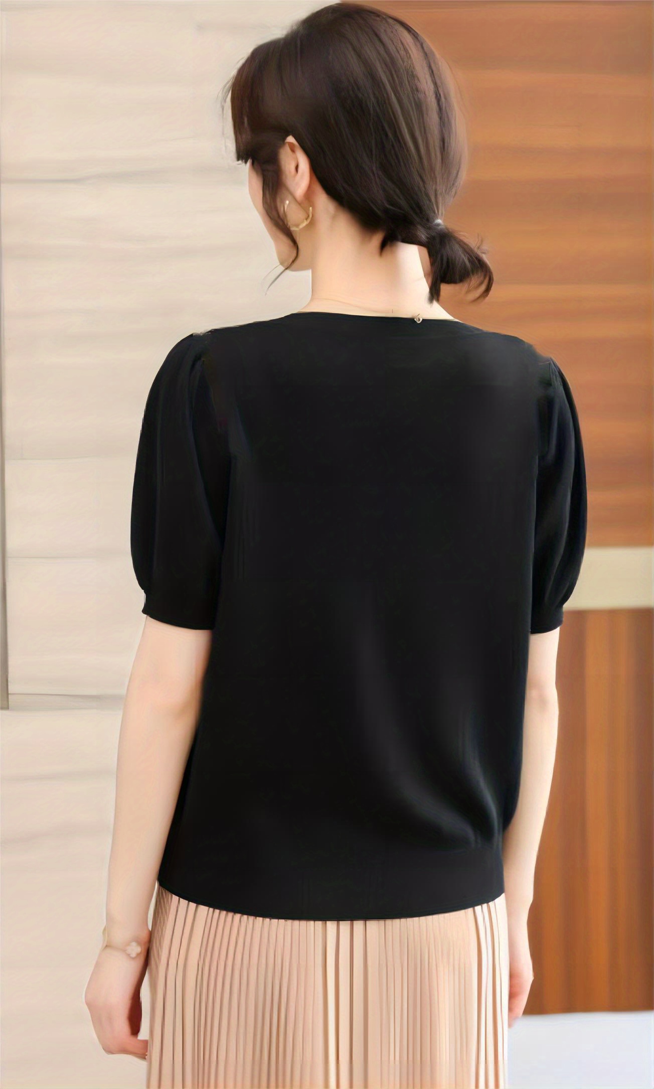 半袖针织毛衣 休闲圆领 纯色春夏季女士服装 细节图 9