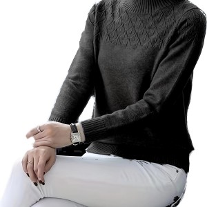 女士粘胶纤维高领长袖毛衣