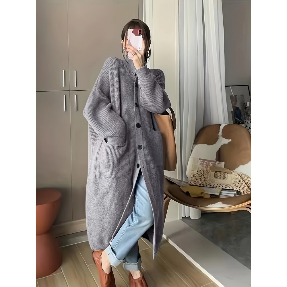 女士宽松高领开衫毛衣