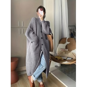 女士宽松高领开衫毛衣