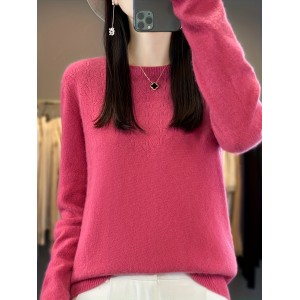 女士100%纯羊毛圆领毛衣——秋冬季款