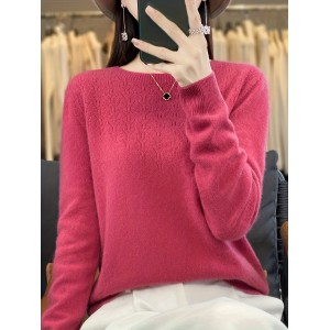 女士100%纯羊毛圆领毛衣——秋冬季款