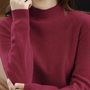 女士高领针织毛衣 - 粘胶纤维混纺