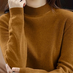 女士高领针织毛衣 - 粘胶纤维混纺