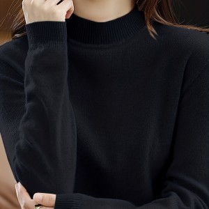 女士高领针织毛衣 - 粘胶纤维混纺