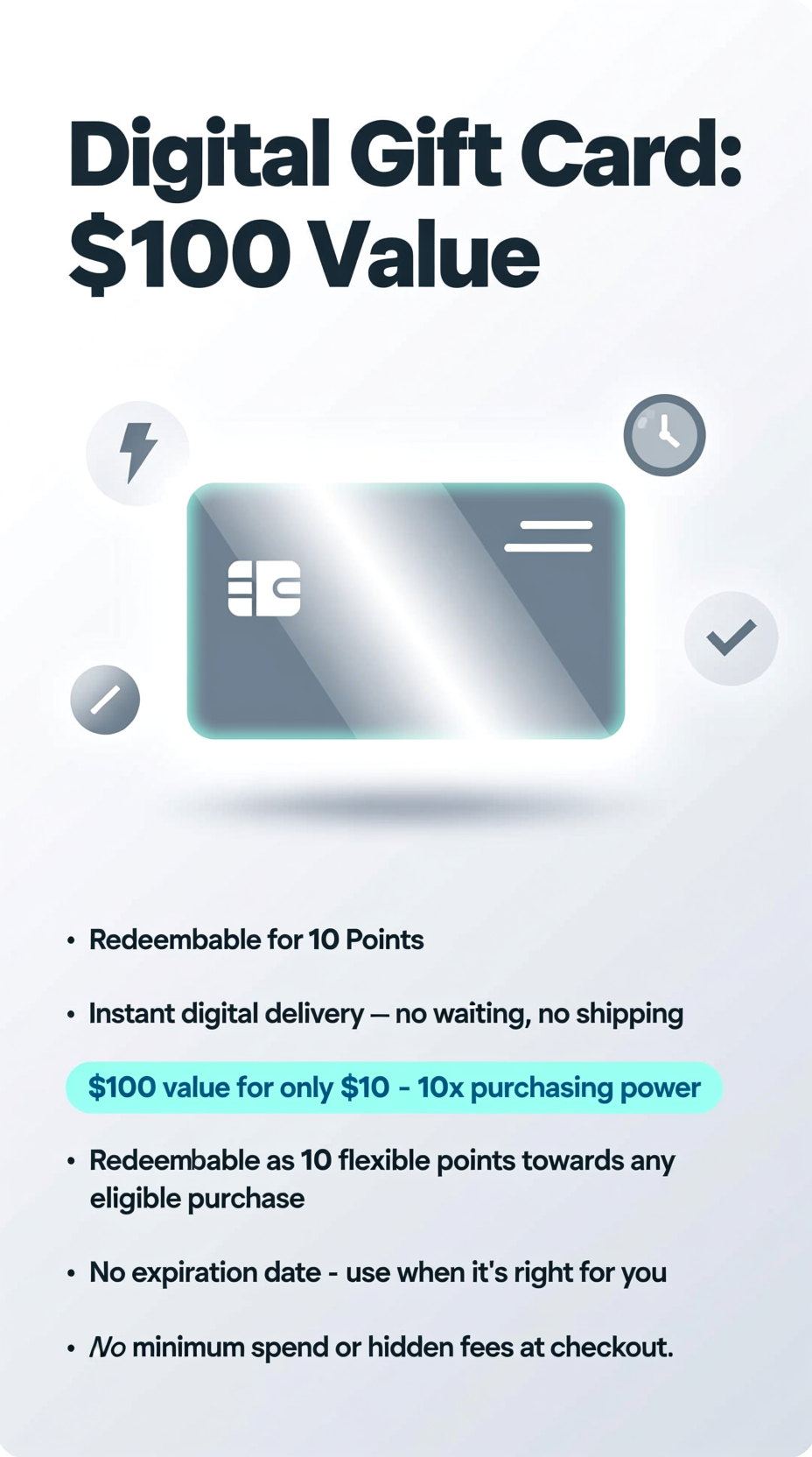 Digital Gift Card: $100 Value, Redeemable for 10 Points