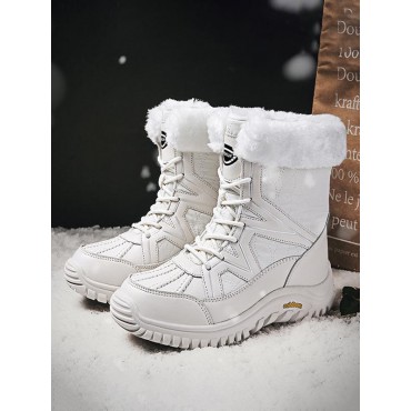 女士系带加绒及小腿雪地靴