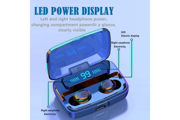 F9 Wireless Bluetooth 5.0 ANC Earbuds – LED Digital Battery Display & 2000mAh Multi-Function Charging Case