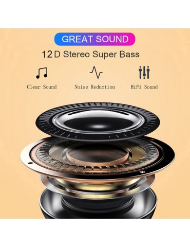 Semi-In-Ear Bluetooth 5.0 Earbuds — IPX4 Sweatproof, ENC Environmental Noise Cancellation, Qi Wireless Charging