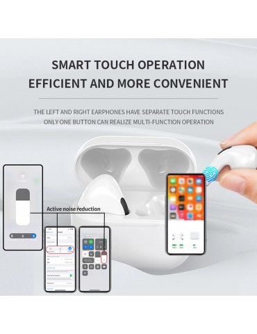 Semi-In-Ear Bluetooth 5.0 Earbuds — IPX4 Sweatproof, ENC Environmental Noise Cancellation, Qi Wireless Charging