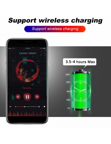 Semi-In-Ear Bluetooth 5.0 Earbuds — IPX4 Sweatproof, ENC Environmental Noise Cancellation, Qi Wireless Charging