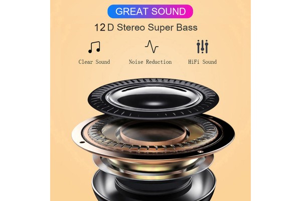 Semi-In-Ear Bluetooth 5.0 Earbuds — IPX4 Sweatproof, ENC Environmental Noise Cancellation, Qi Wireless Charging