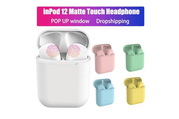 Inpods 12 True Wireless Bluetooth Earbuds — Bluetooth 5.0, Touch Control, Pop-Up Charging Case, Compatible with Android & iOS