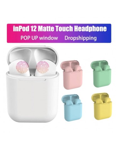 Inpods 12 True Wireless Bluetooth Earbuds — Bluetooth 5.0, Touch Control, Pop-Up Charging Case, Compatible with Android & iOS