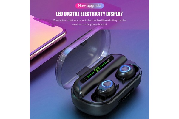 V10 Bluetooth 5.0 True Wireless Earbuds — 2400mAh Power Bank Charging Case with Adjustable Phone Stand