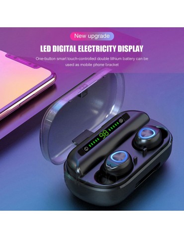 V10 Bluetooth 5.0 True Wireless Earbuds — 2400mAh Power Bank Charging Case with Adjustable Phone Stand