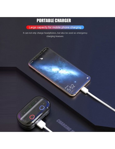 V10 Bluetooth 5.0 True Wireless Earbuds — 2400mAh Power Bank Charging Case with Adjustable Phone Stand