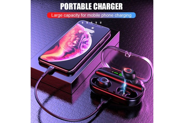 V10 Bluetooth 5.0 True Wireless Earbuds — 2400mAh Power Bank Charging Case with Adjustable Phone Stand