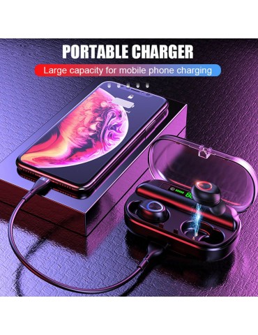 V10 Bluetooth 5.0 True Wireless Earbuds — 2400mAh Power Bank Charging Case with Adjustable Phone Stand
