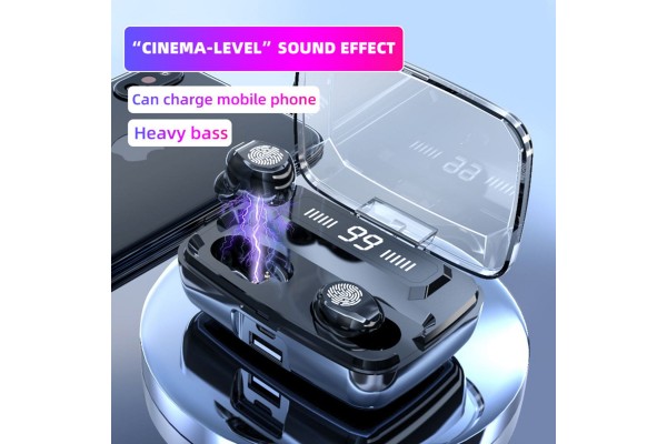 F9 Bluetooth 5.0 True Wireless Earbuds — IPX7 Waterproof, LED Digital Display, 2000mAh Charging Case