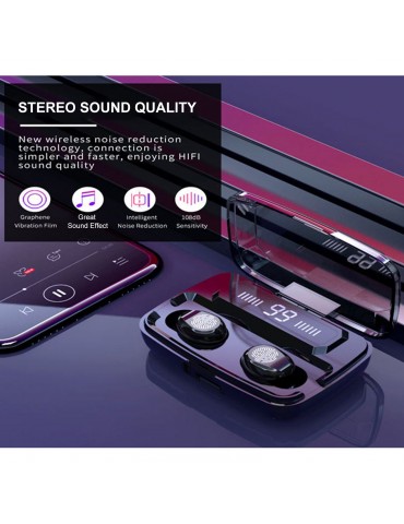 F9 Bluetooth 5.0 True Wireless Earbuds — IPX7 Waterproof, LED Digital Display, 2000mAh Charging Case