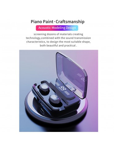 F9 Bluetooth 5.0 True Wireless Earbuds — IPX7 Waterproof, LED Digital Display, 2000mAh Charging Case