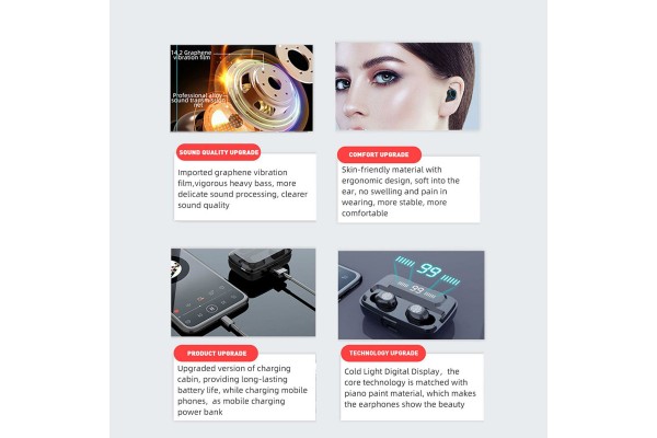 F9 Bluetooth 5.0 True Wireless Earbuds — IPX7 Waterproof, LED Digital Display, 2000mAh Charging Case