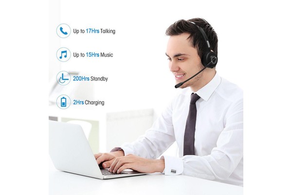 BH-M97 Bluetooth 5.0 Over-Ear Headset with Active Noise-Cancelling Microphone